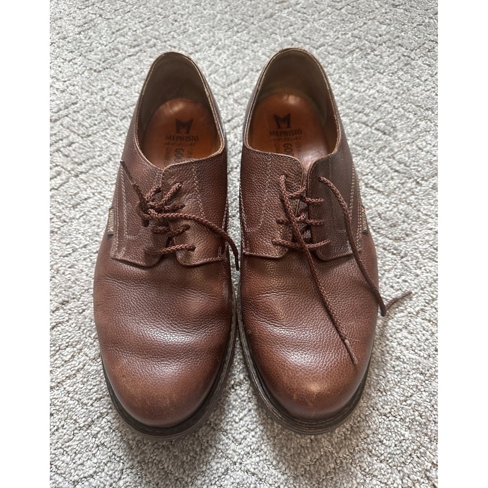 Mephisto Air-Relax Brown Pebbled Leather Goodyear Welted Derby Shoes Mens 8